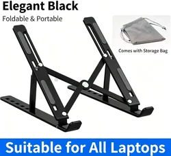Sleek Adjustable Aluminum Laptop Stand with 6 - Level Height & Enhanced Ventilation (Black6)
