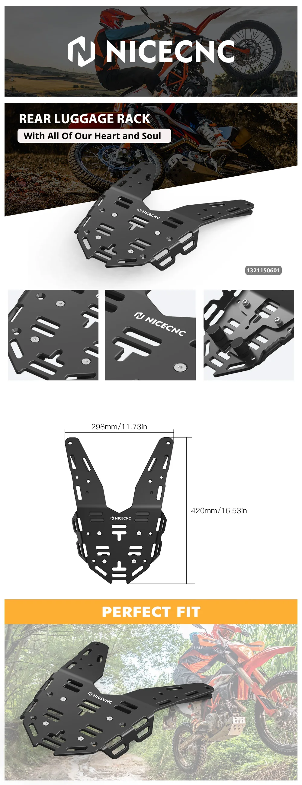 Für KTM 690 Enduro R 2019-2023 690 Enduro R 2023 2022 NICECNC Hinterer Gepäckträger Lastenträger Für GasGas ES/SM 700 2022-2023 – Detail 1