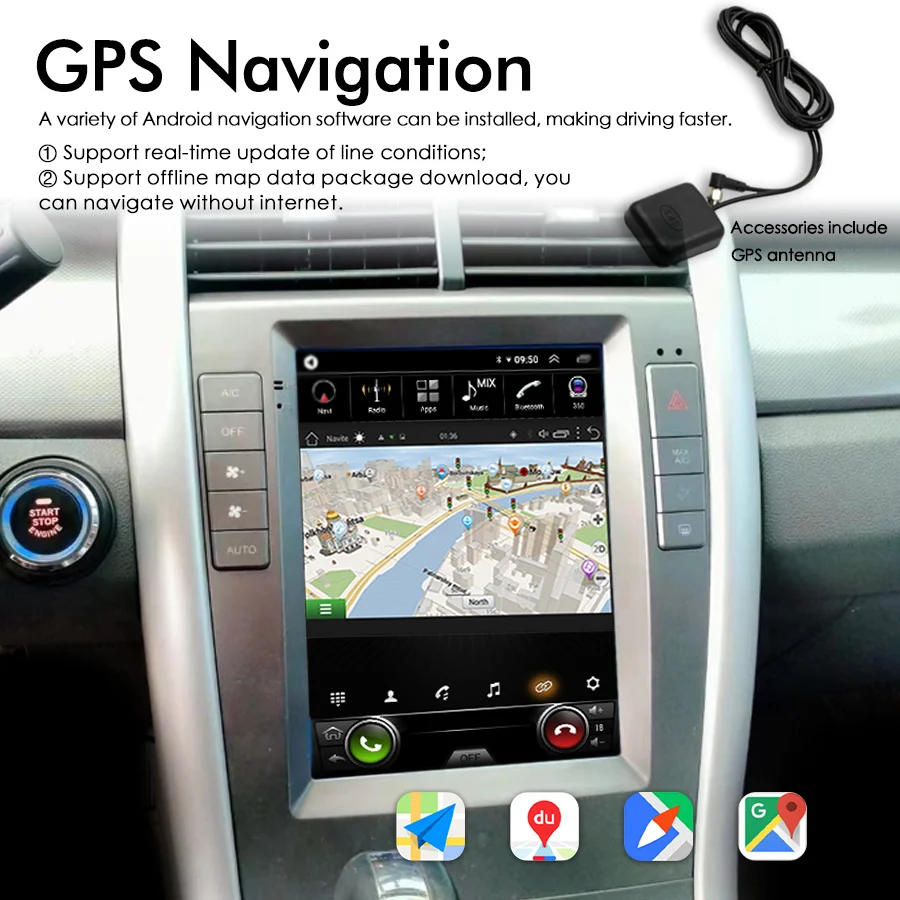 android 11 9.7inch Vertical screen navigation multimedia for FORD EDGE 2009  2010 2011 2012 2013 2014 carplay android auto