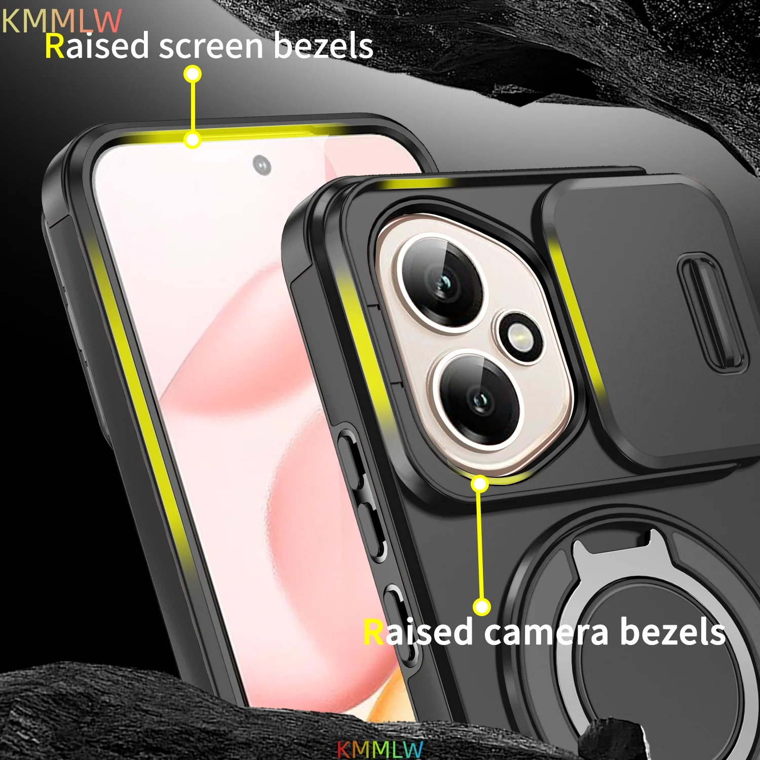 Enhanced Magnetic Stand Phone Case with Slide Camera Protection - Compatible with Honor 400 Lite/Pro