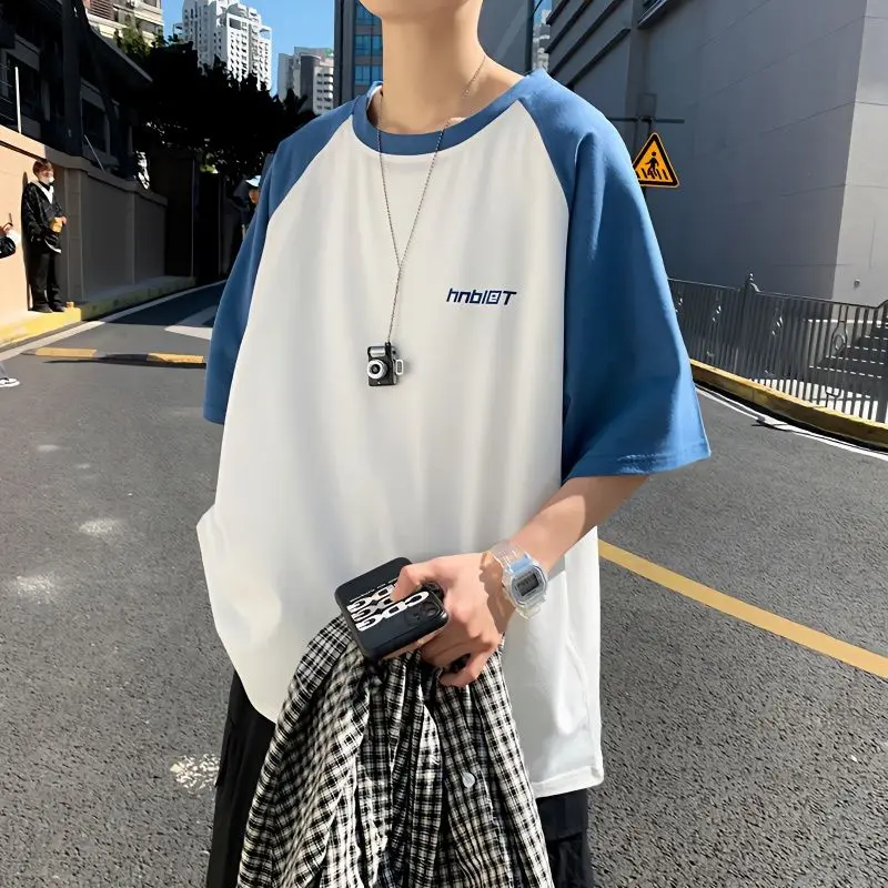 

New original t shirt men summer loose round neck short sleeved clothes Korean style trendy versatile student half sleeved tops