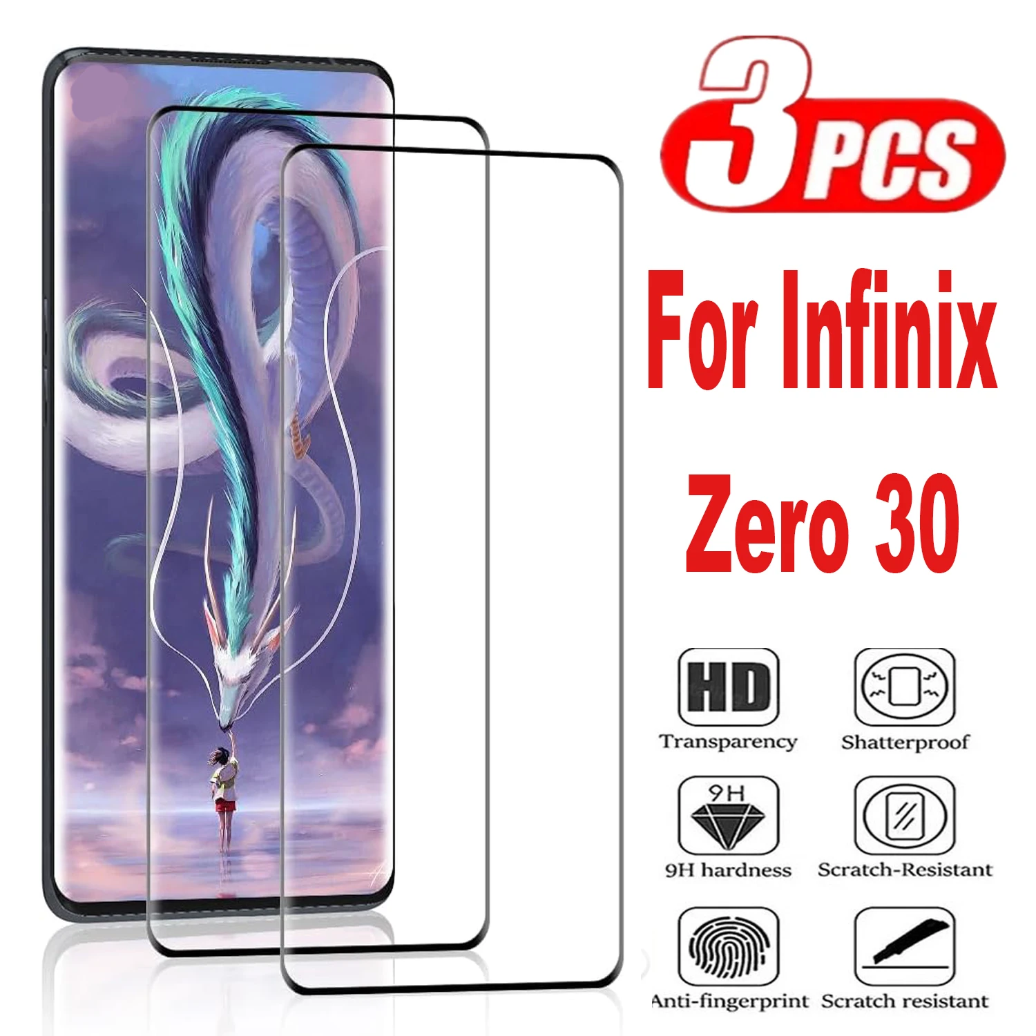 

3Pcs Fingerprint Unlock Tempered Glass For Infinix Zero 30 4G Screen Protector Glass Film
