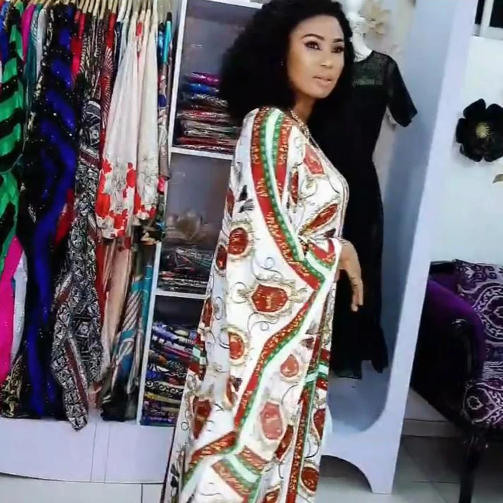 Elegant Lady Autumn Vintage Patchwork Maxi Mermaid African Dresses for Women Bazin Riche Party Evening Dress