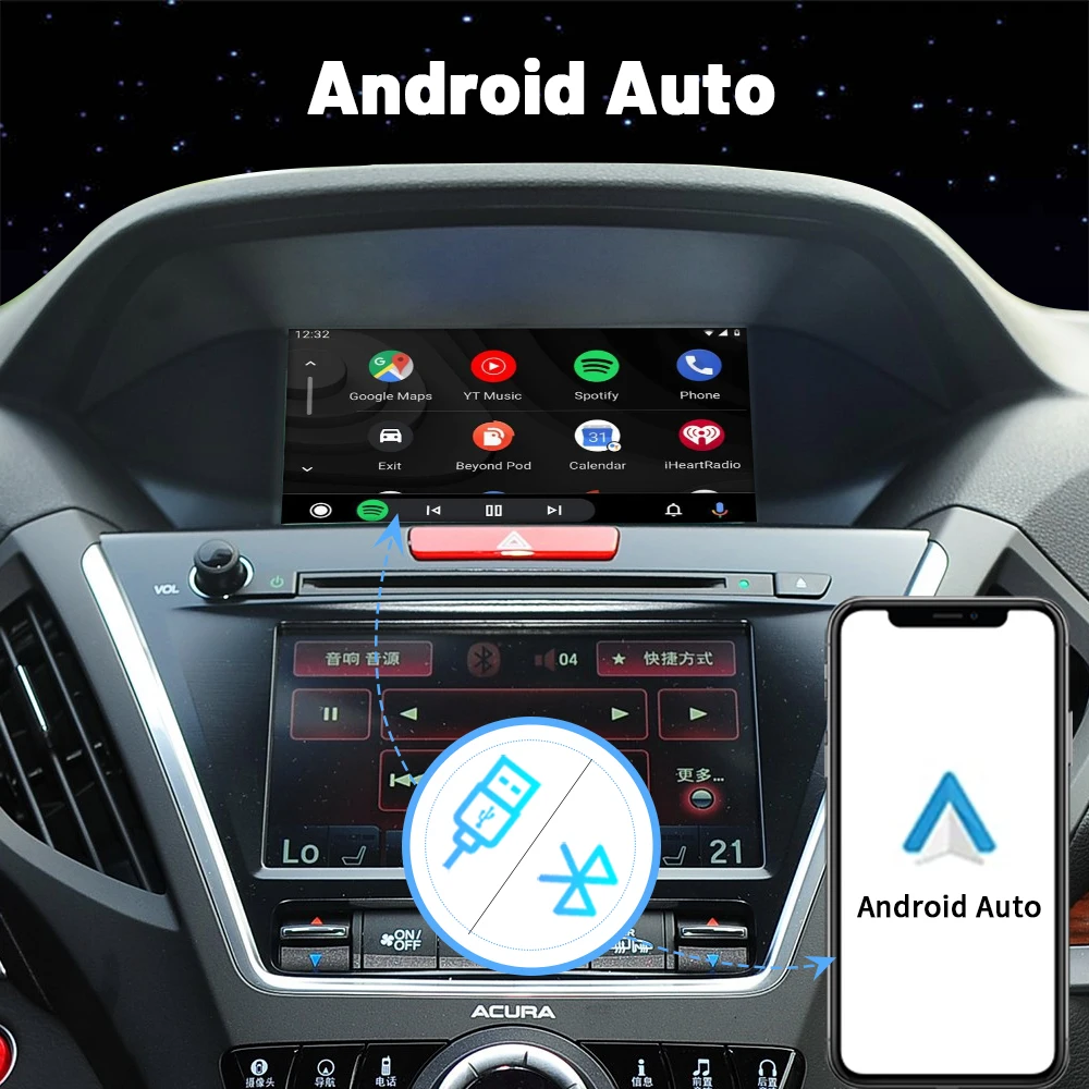 Car Ai Box Wireless Apple Carplay Android Auto for Acura YD3 MDX RDX TLX ILX RLX Honda Odyssey Original Screen Support Mirroring for Wireless Adapter Wireless Carplay Wireless Carplay Adapter Smart Carplay Box Smart Box