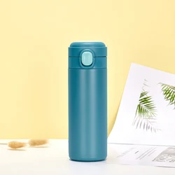 Durable Stainless Steel Insulated Water Bottle with Leak - Proof Bounce Cap - 420ml (Navy Blue)
