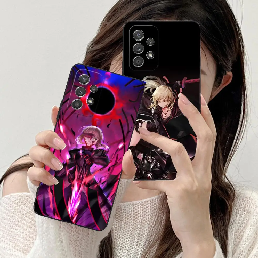 Luxurious Black Cellphone Case Featuring Fate Grand Saber Alter Design