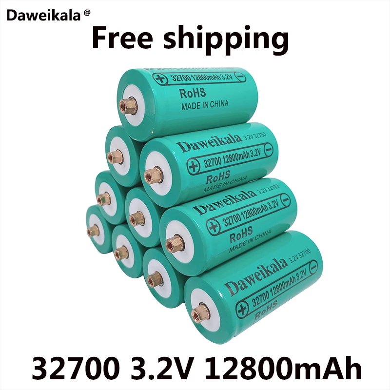 

10pcsDaweikala New 32700 12800mAh 3.2V lifepo4 Rechargeable Battery Professional Lithium Iron Phosphate Power Battery with screw