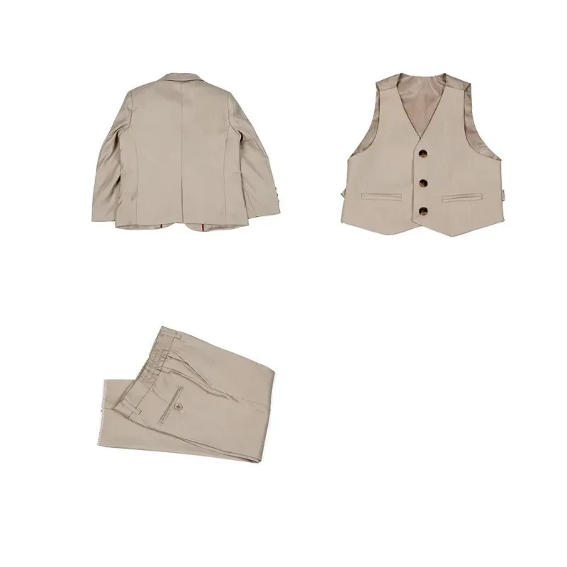 Khaki Boy Wedding Party Costume Notch Lapel 2-Buttons Blazer Vest Pants Children Formal Suit Dress Kid School Graduation Tuxedos
