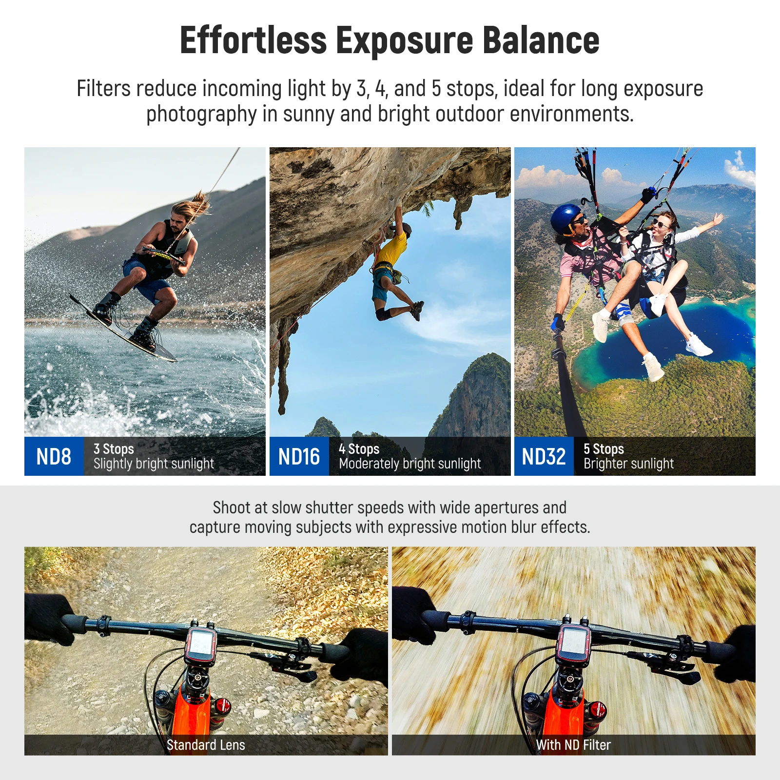 EEWER PL ND Filter Set HD Plastic Neutral Density Polarizer Lens Filter Kit Action Camera Accessory For GoPro Hero 13 12 11 10 9 6