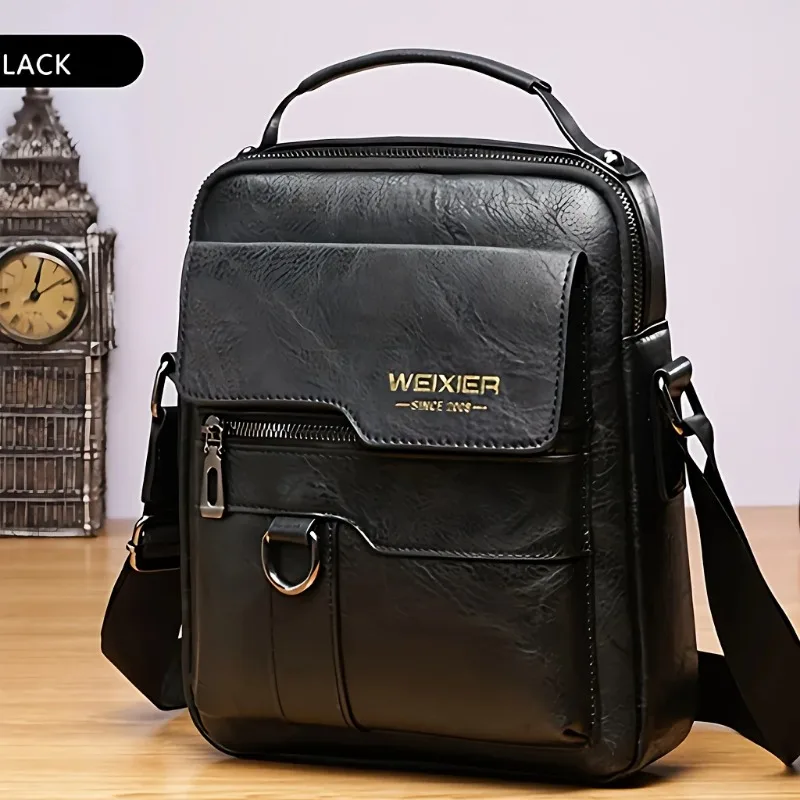 Men's Genuine Leather Crossbody Bag, Waterproof Durable Shoulder Bags, Vintage Handbags Business Messenger Bag for Men Bolso