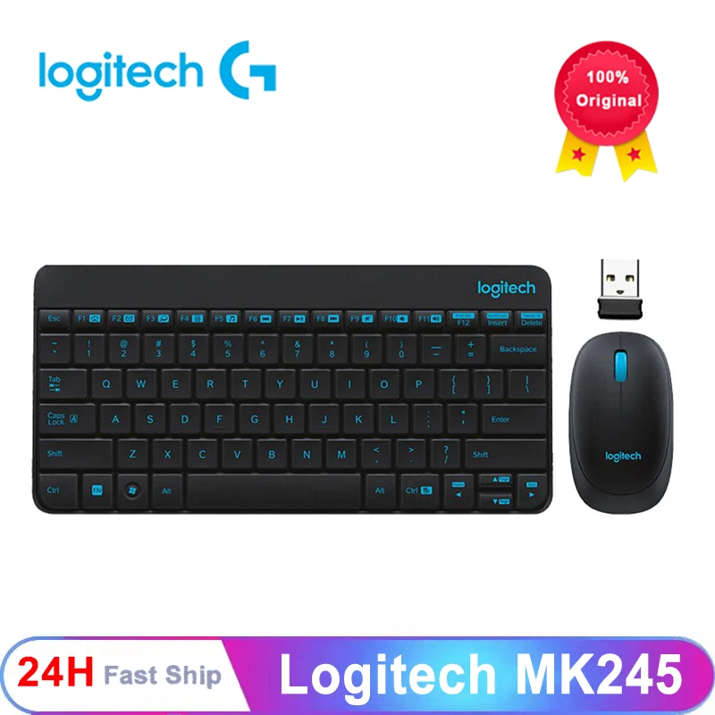 

Logitech MK245 Nano Wireless Keyboard Mouse Combo Compact 2.4GHz Technology Plug And Play Classic Simple Keyboards Mice Set