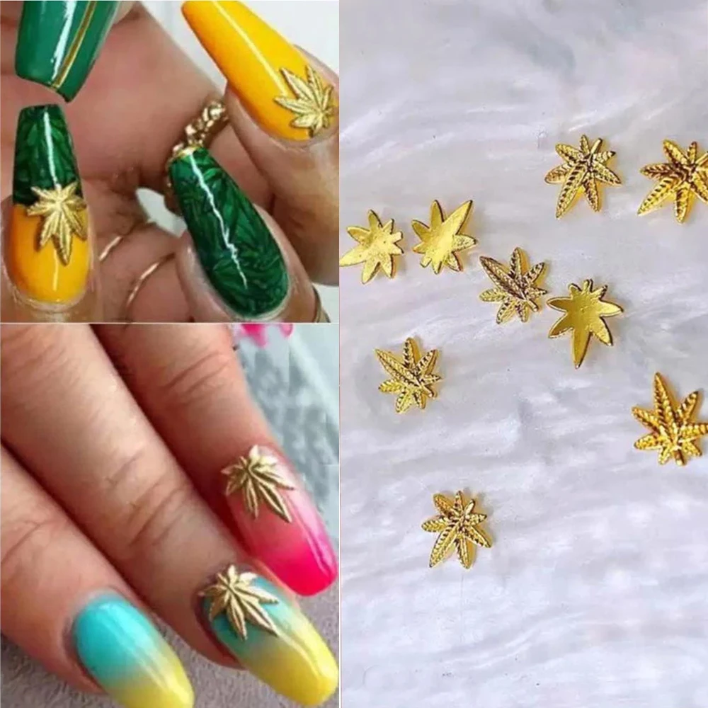 20pcs Weed Nail Charms Gold/silver Weed Leaf Nail Art Decoration For  Acrylic Nails 3d Retro Design Manicure Accessories 7*7mm - Rhinestones &  Decorations - AliExpress