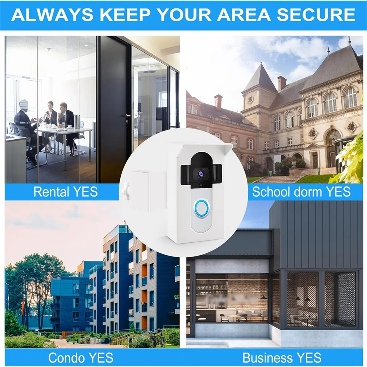 B03B-도난 방지 비디오 초인종 마운트, RingDoorbell 마운트용 아파트 문 홈 임대용 드릴 홀더 브래킷 없음