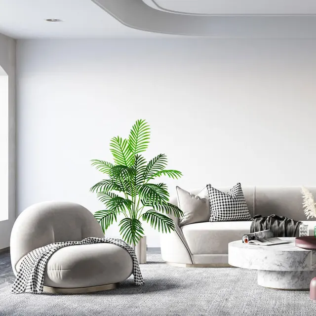 Palmera Artificial grande de 90-120cm, plantas falsas tropicales, hojas de palmera de plástico verde, rama de árbol Monstera grande para decoración del jardín del hogar - Imagen 3