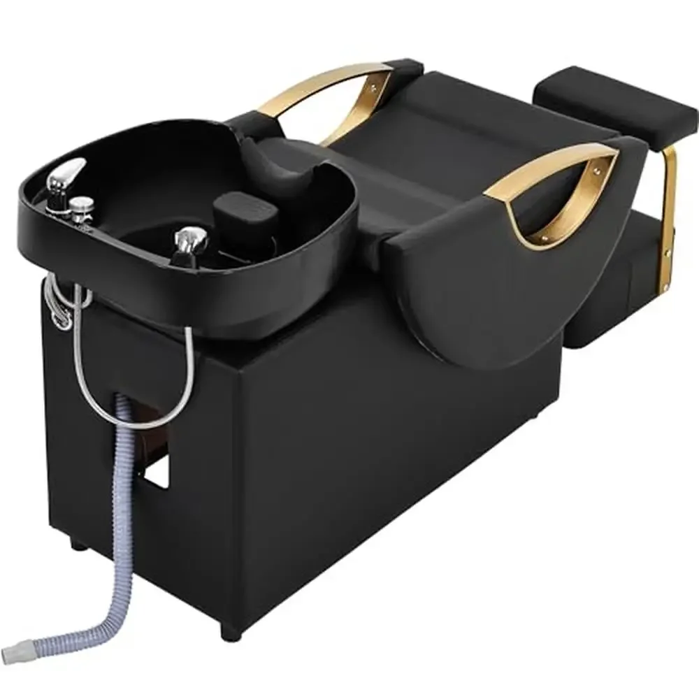 ABS Plastic Shampoo Bowl Chair Set Hair Washing Station Stylist Backwash Barber Sink Footstool Spa Adjust Feet Kitchen Sink Hose