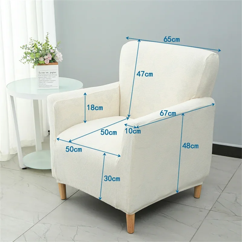 Solid Color Tub Club Armchair Cover Stretch Sloping Arm Back