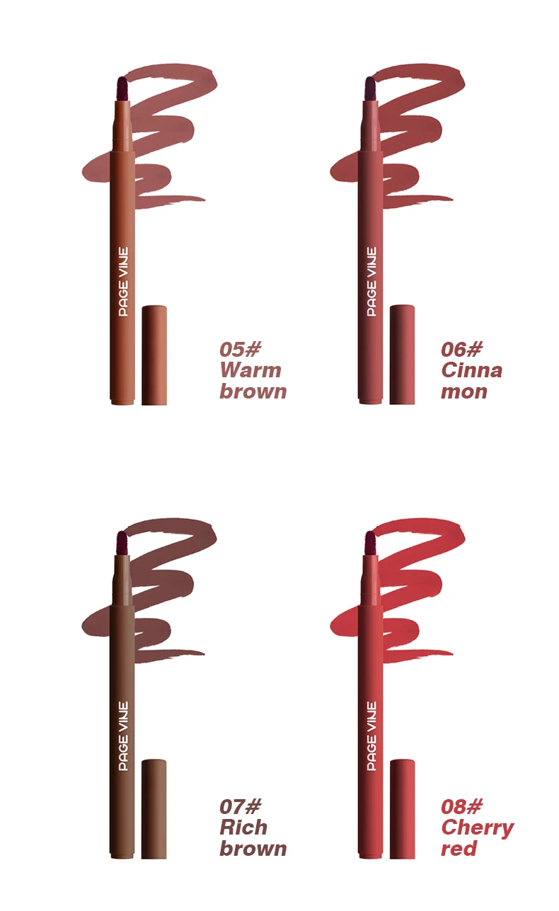 Wasserfester Matter Lipliner Stift Langhaftender Roter Lippenstift_voghion.com