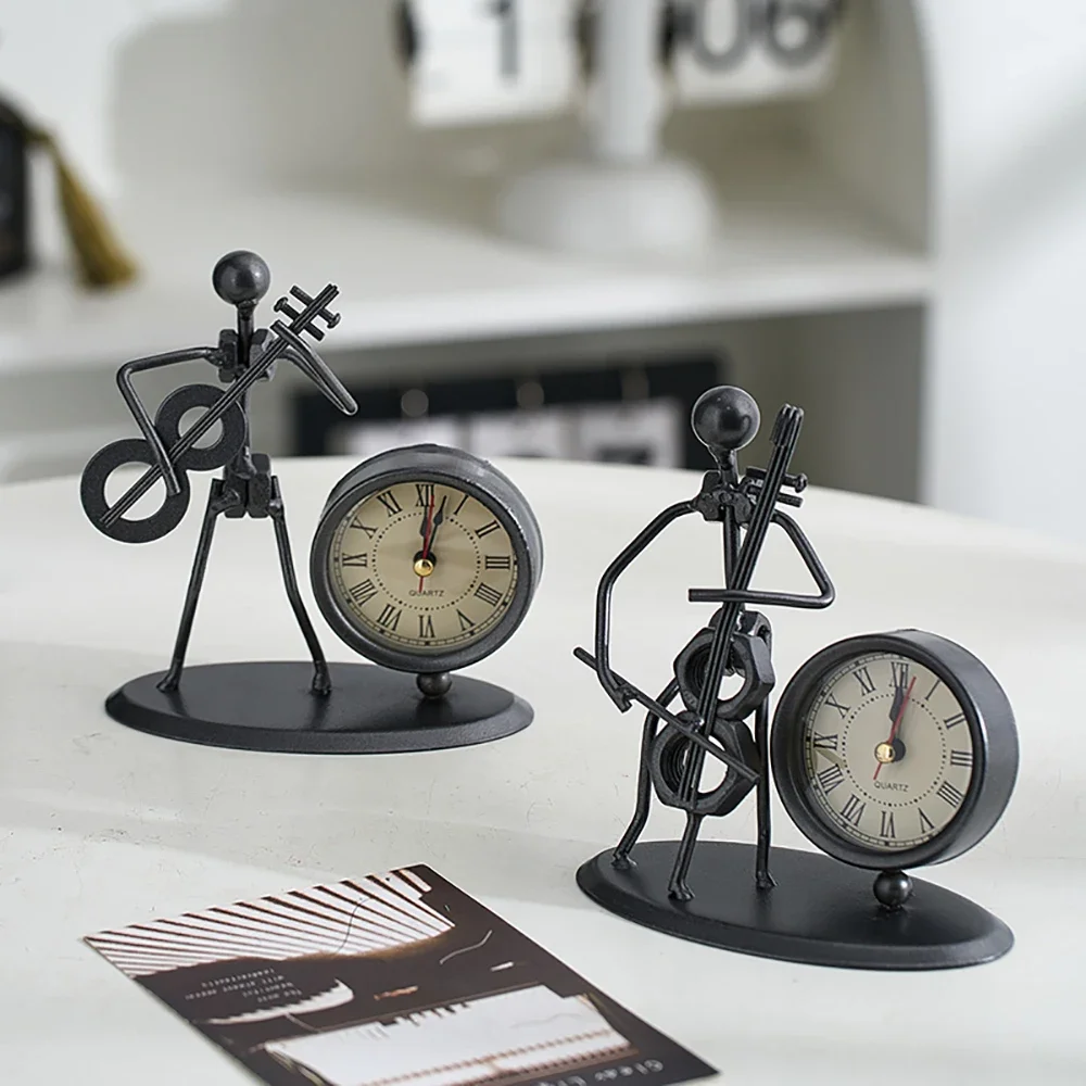 

easter home decoration miniature figure Decorative sculpture Metal sculptures figurines desktop Table clock room decor clock