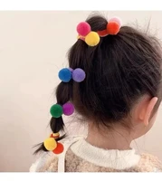 20Pcs Girls Colorful Plush Ball Elastic Hair Bands Kids Ponytail Ties Rubber Bands Headwear Hair Accessories Gift for Kids 2