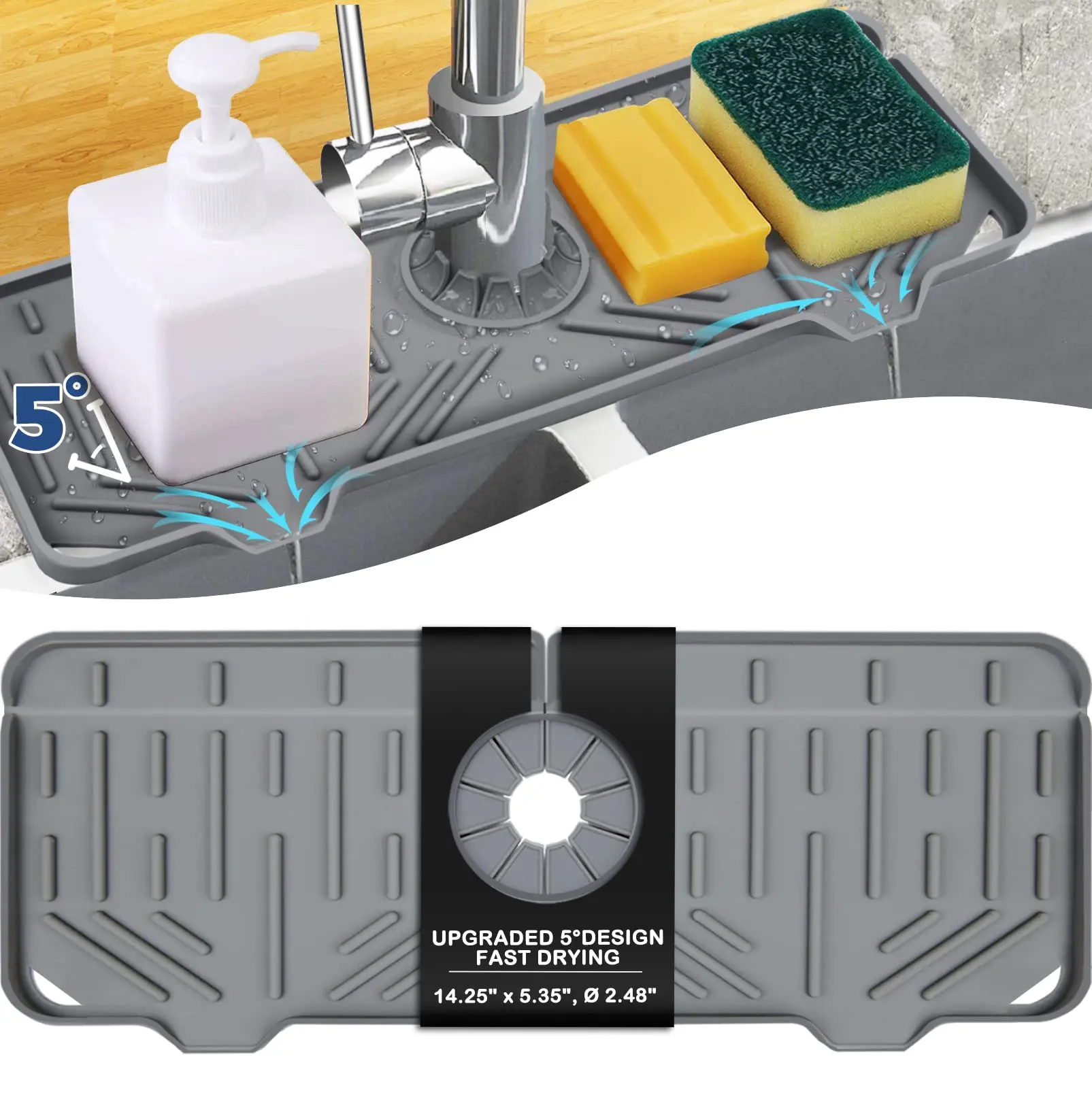 

Foldable Insulated Soft Silicone Dishes Protector Sink Mat Table Kitchen Home Anti Slip Drying Dishes Drain Mat Kitchen Sink Mat