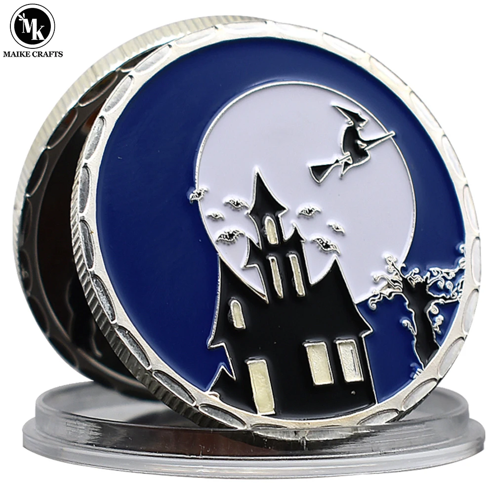

Halloween Commemorative Coin Metal Plated Silver Halloween Pumpkin Home Decoration Coin Collection Holiday Gifts