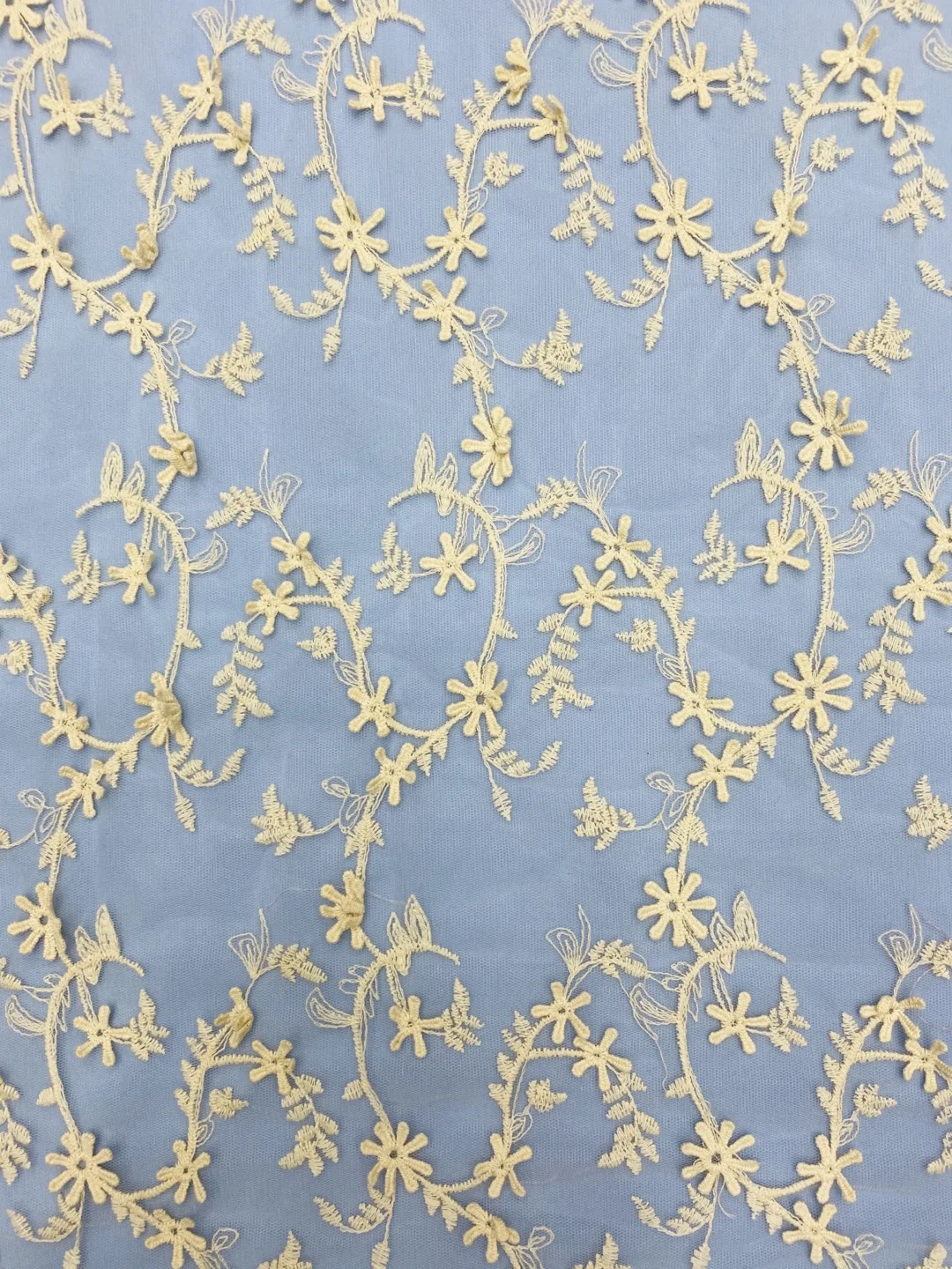 

New arrival: soft nylon mesh cotton thread three-dimensional embroidery lace with plant and flower patterns