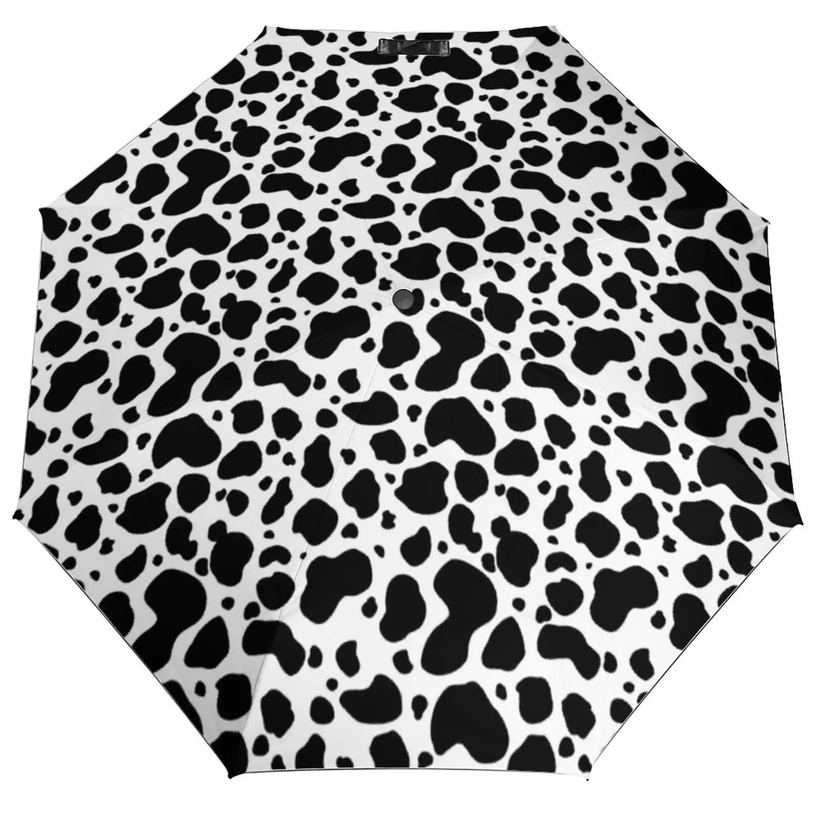 

Складной автоматический зонт с принтом животных, зонтик из углеродного волокна с черными и белыми пятнами коровы, защита от солнца и дождя, для мужчин