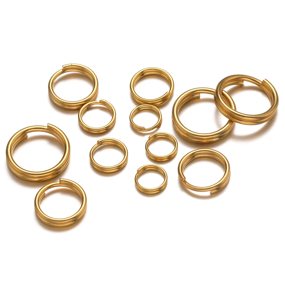 50/100pcs Gold Color Stainless Steel Jump Rings Open Split Ring Connectors for DIY Jewelry Making Supplies Wholesale Bulk