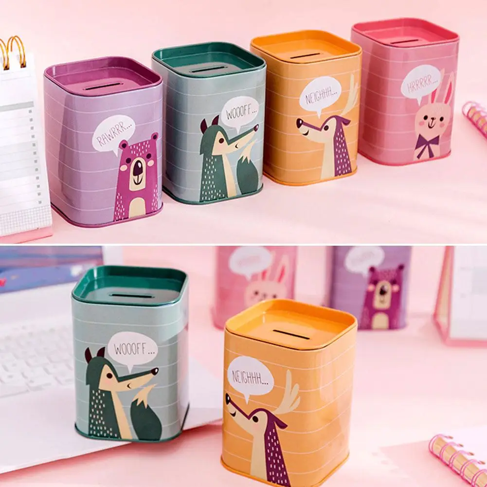 Description Picture 4 of itemPiggy Bank Saving Money Box Money Box Cartoon Coin Counter Bank Pen Rectangular Storage Metal Holder Coin Boxes Cute Y3f0