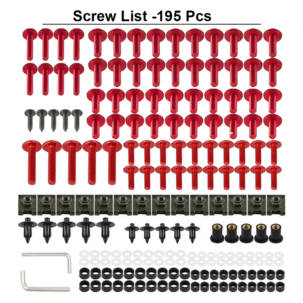 195pcs Bodywork Screw Fairing Bolts Kit for Honda CBR600RR 2003-2020 CBR1000F CBR 600 900 929 954 1000 RR CBR600 F F2 F3 F4 F4i