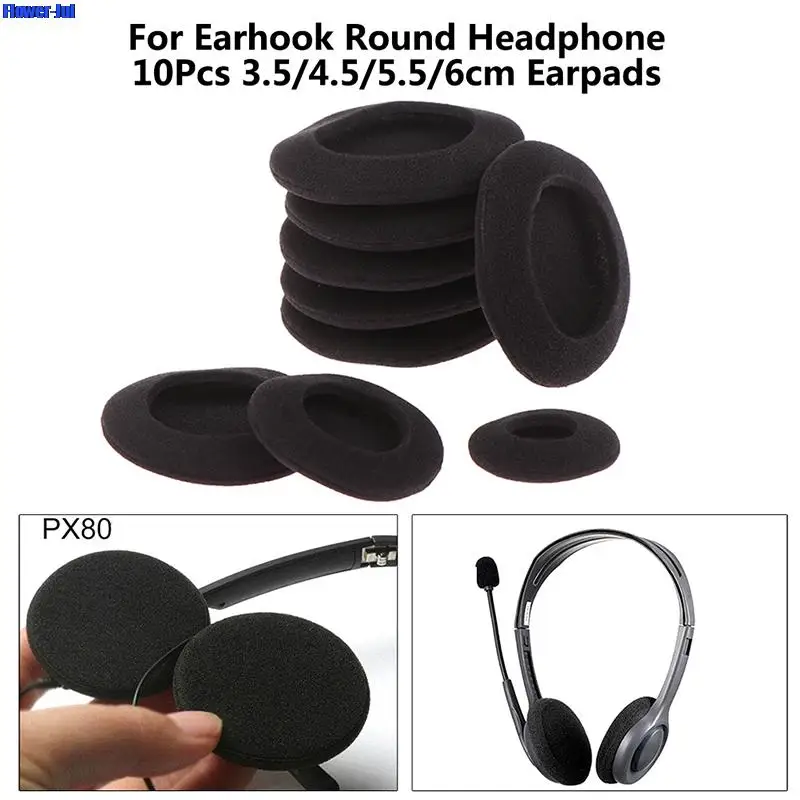 

10Pcs Thick Foam Earpads Cushions Ear Pads for Round Headphone 3.5/4.5/5.5/6cm