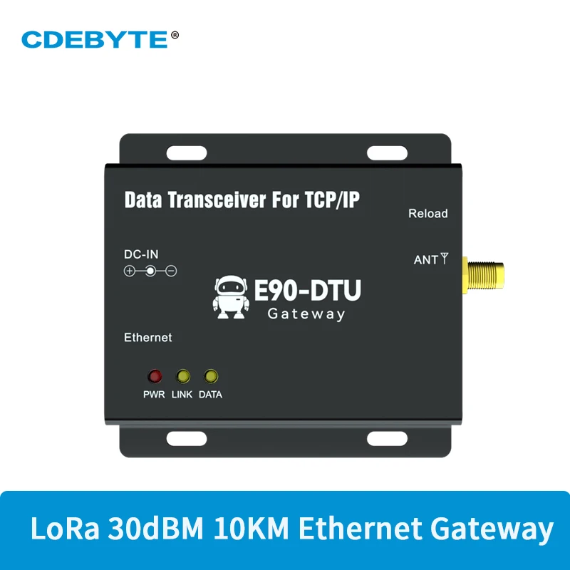 

Ethernet Gateway LoRa 915MHz CDEBYTE E90-DTU(900SL30-ETH)-V2.0 MQTT 30dBm DC 8V~28V 10km RSSI SMA-K TCP UDP Transceiver Modem