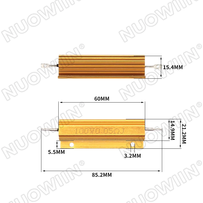 Lot De 4 Résistances Aluminium 100W 6 Ohm – Boîtier Doré Montage Châssis 5% Tolérance