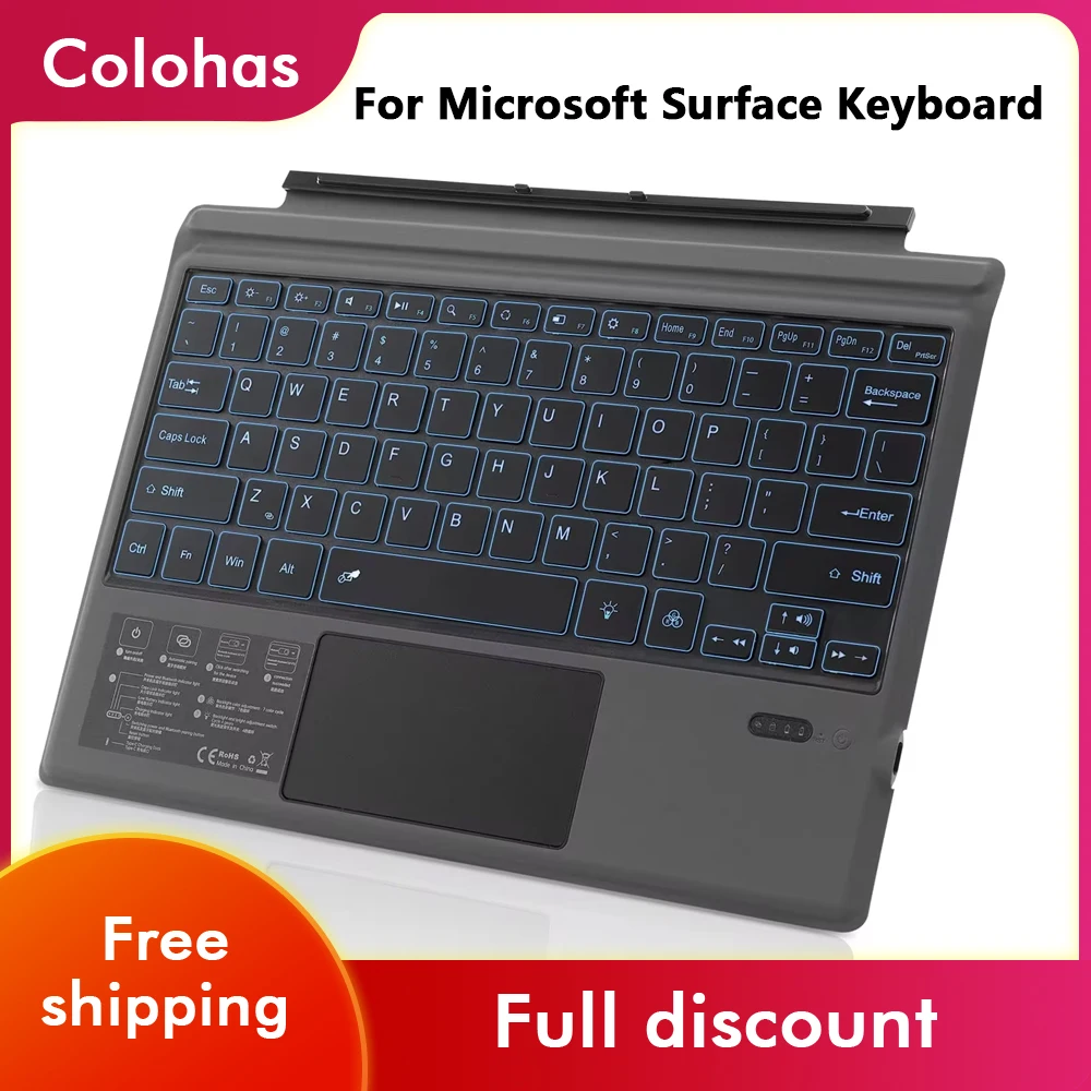 For Microsoft Surface Pro 3 4 5 6 7 8 9 X Go 1 2 3 Tablet Keyboard Ultra Slim Wireless Bluetooth Keyboard With Touchpad Backlit wireless keyboard tablet keyboard