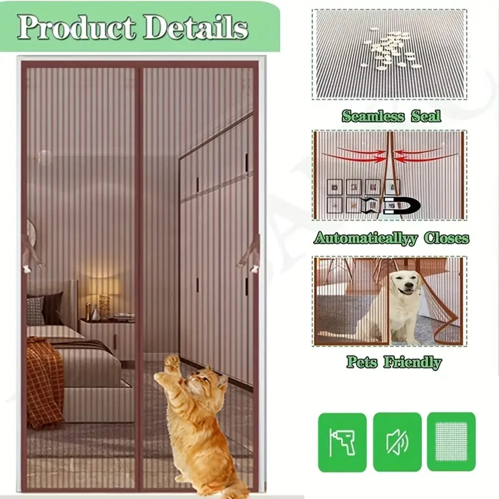 Magnetic Door Screen Mosquito Net Curtain Fly Insect Automatic Closing Invisible Mesh for Kitchen Indoor Living Room