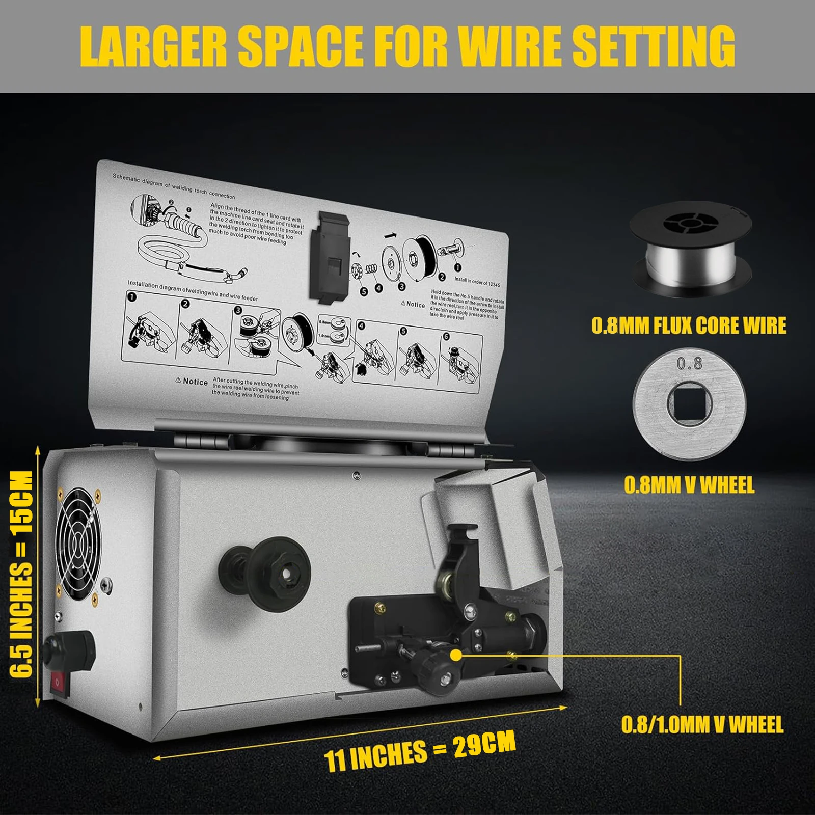 SSIMDER MIG Welder 140A 2 in 1 Stick/Flux Core Welder 110V/220v Dual Voltage Welding Machine with Flux Cored Wire MIG/ARC
