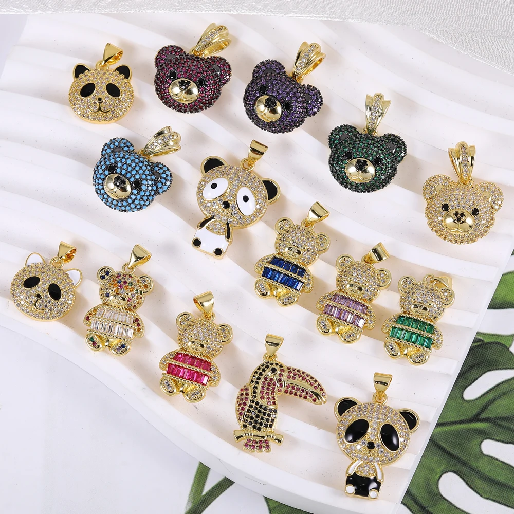 Juya handgemachte Cz Dekoration 18K echt vergoldet Elefant Papagei Panda Bär Charms für DIY Damen Luxus Anhänger Schmuckherstellung – Detail 2