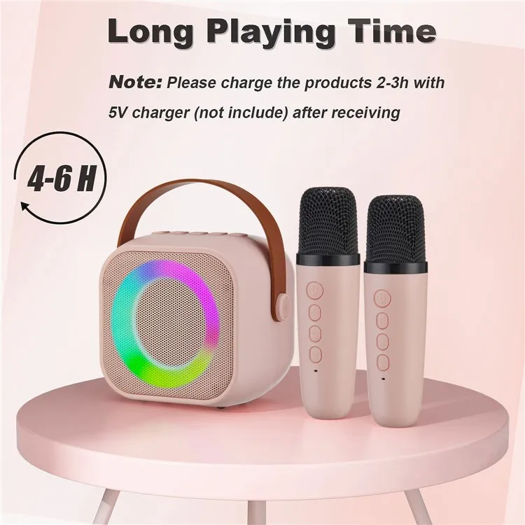 

Karaoke Machine Mini PA Speaker With 2 Mcirophone for Kids Adults Portable Bluetooth Sing Home KTV Machine Birthday Gifts