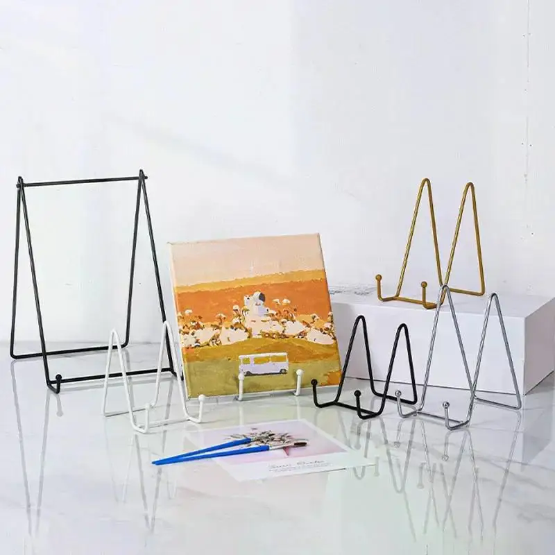 Plate Display Stand Picture Easel Metal Plate Stands Holder Display Pictures Frame Photo Decorative Dish Tabletop Arts 1pc
