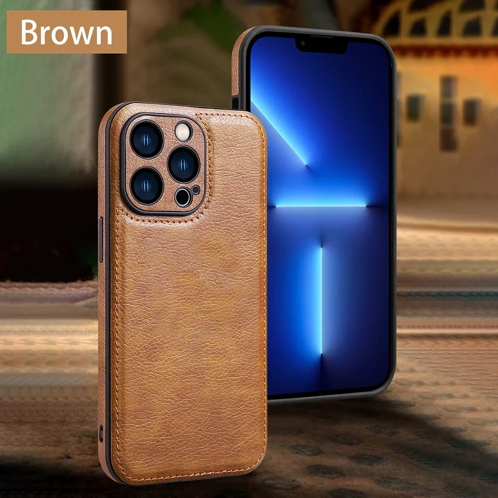 Sleek Leather Case with Lens Protection – Premium Phone Cover Coque