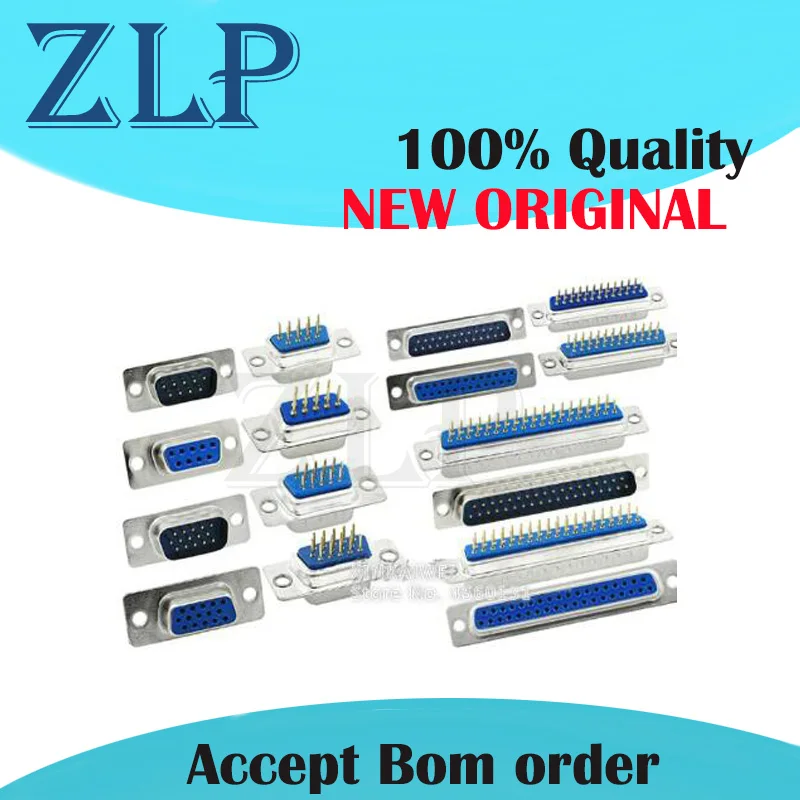 

DB9 DB15 DB25 DB37 Hole/Pin Female/Male Blue Welded Connector RS232 serial port socket DB D-SUB adapter 9/15/25/37 pin