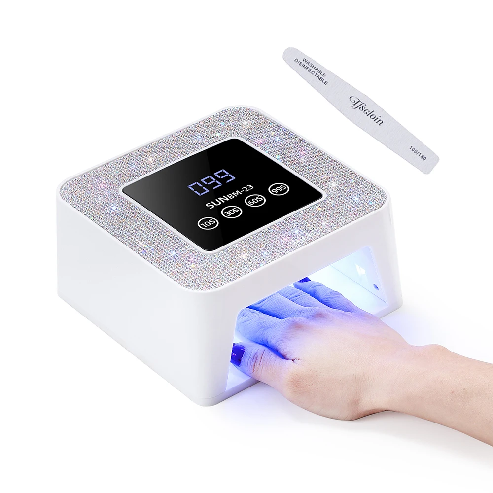 BM-23 UV LED 네일 아트 램프, 21개 비즈 USB 전원 네일 아트 건조기 (라인스톤 장식 포함), LCD 터치 스크린 젤 네일 아트 램프