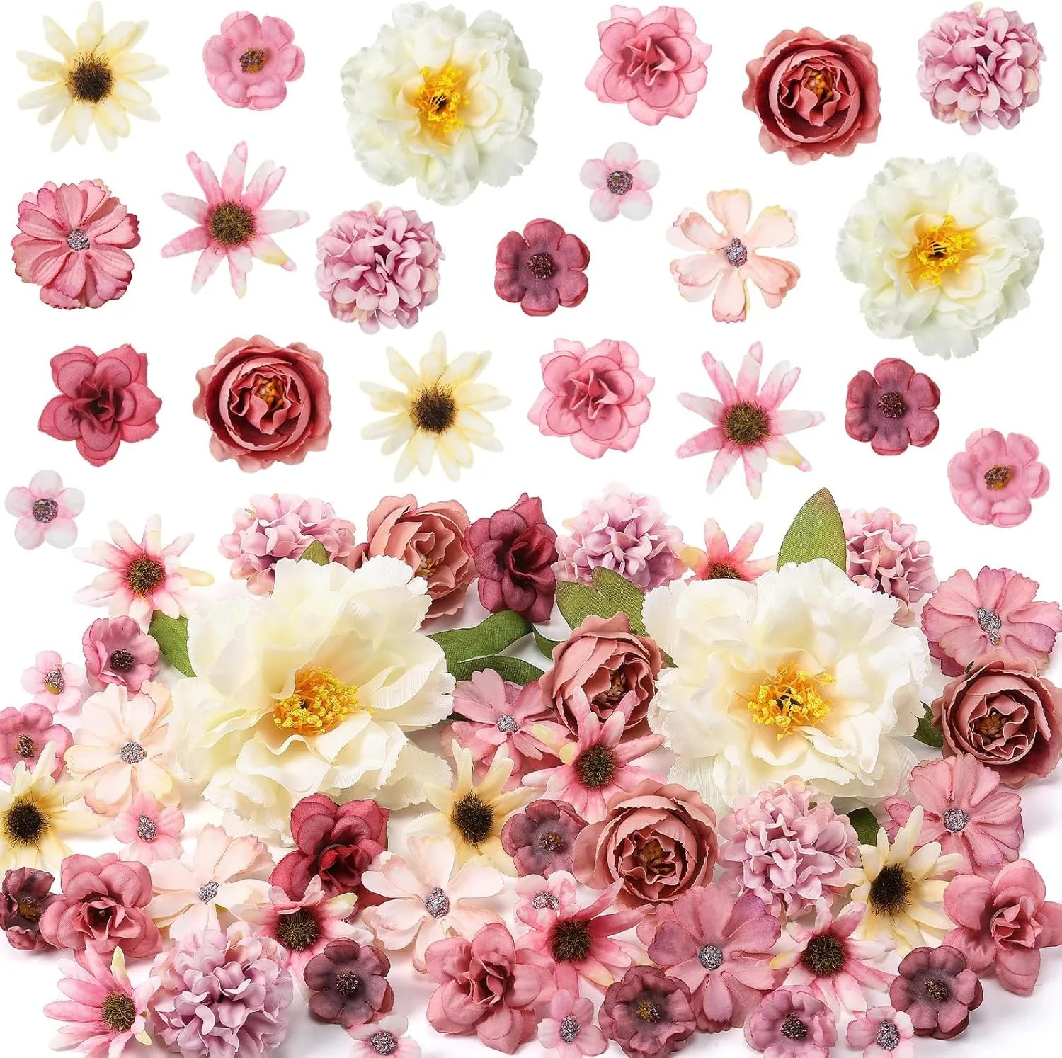 25 Stück Gemischte Künstliche Rosen, Kunstblumen für Valentinstag, Heimdekoration, Hochzeitsdekoration, Geschenkzubehör