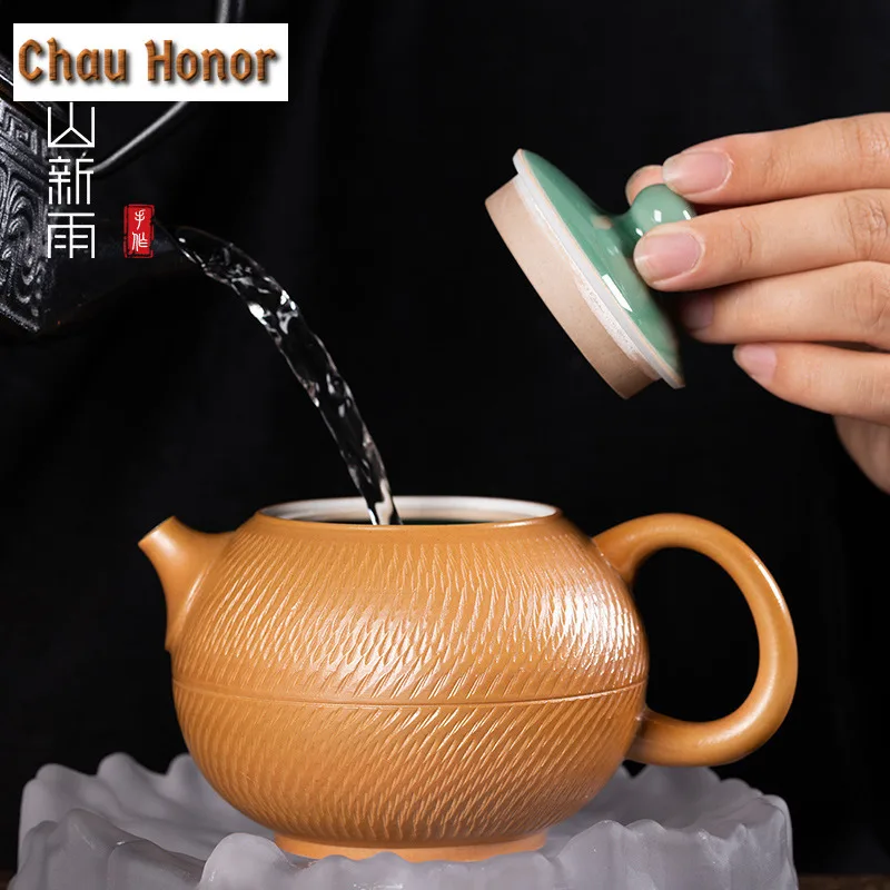 Handmade Jumping Knife Longquan Celadon Tea Set Complete Set Ancient Tea Ceremony Set Teapot and Tea Cup Set Tea Item Collection