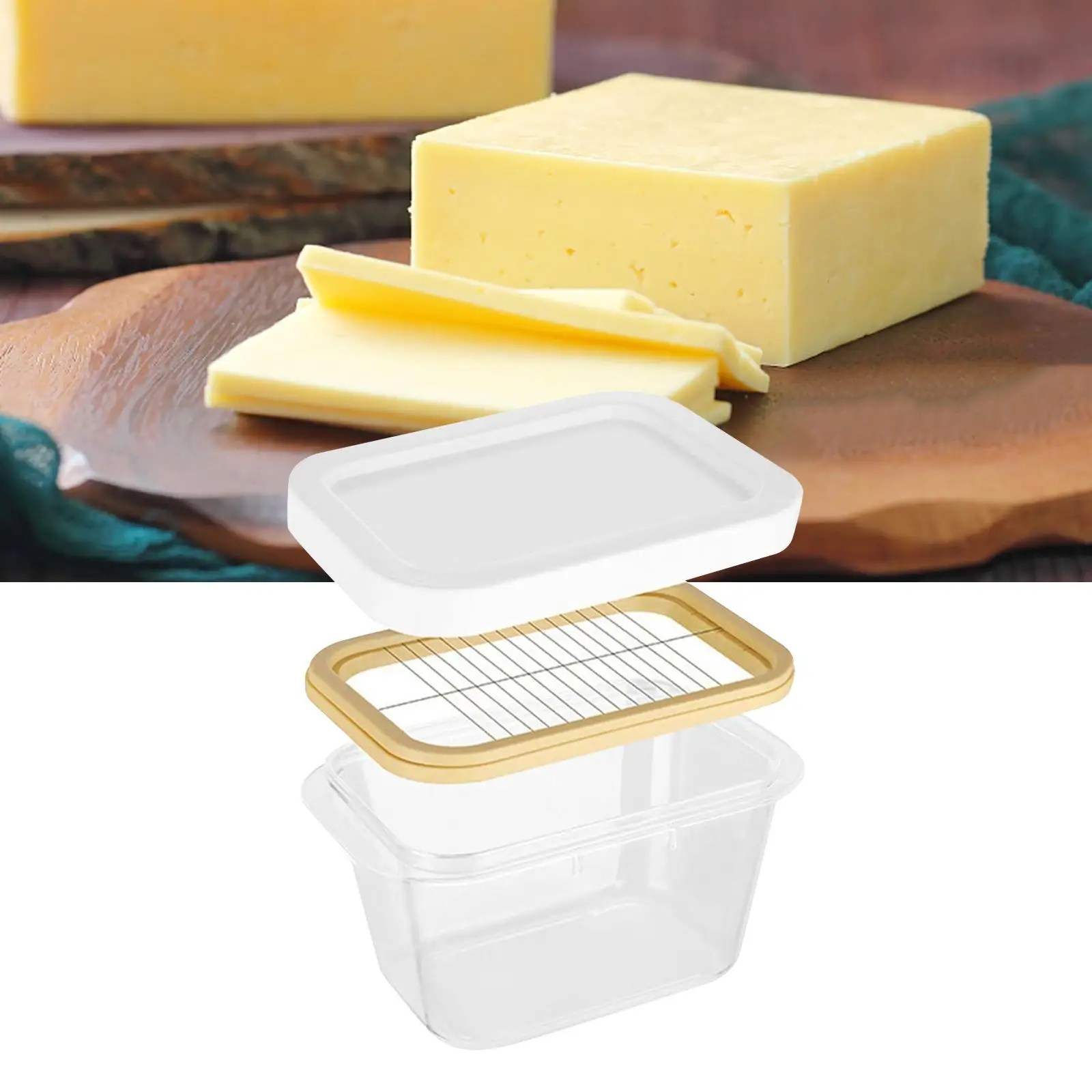 Butter Cutter Container Dividable Rectangle Food Storage Container Multipurpose Butter Box for Home Refrigerator