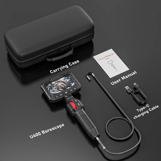 1080P HD Borescope with 4.3 Inch IPS Screen, IP67 Waterproof, Endoscope Camera 360° Rotating Inspection Camera, Tube Camera 1M, 5
