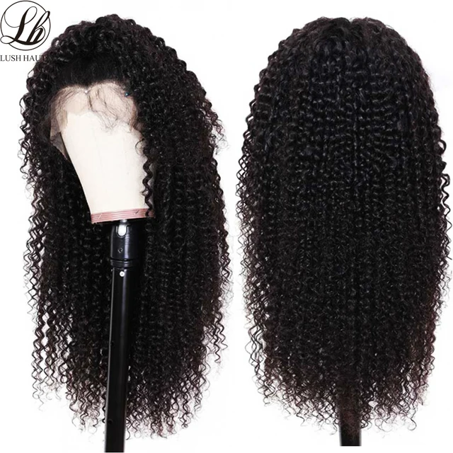 13X4 Kinky Curly Lace Wigs Synthetic Wig 180% Density Natural Black Soft Long Glueless High Temperature With Baby Hair For Women 1B