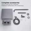 Gunmetal Thermostatic Shower Faucet 8-12 Square Rainfall Head Bathroom Mixer Set Wall Mounted Tap Constant 38°C Control Support 5