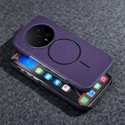 Luxury Half - Frame Carbon Fiber Kevlar Magnetic Phone Case with Wireless Charging Compatibility for Honor 500 Pro (F6)