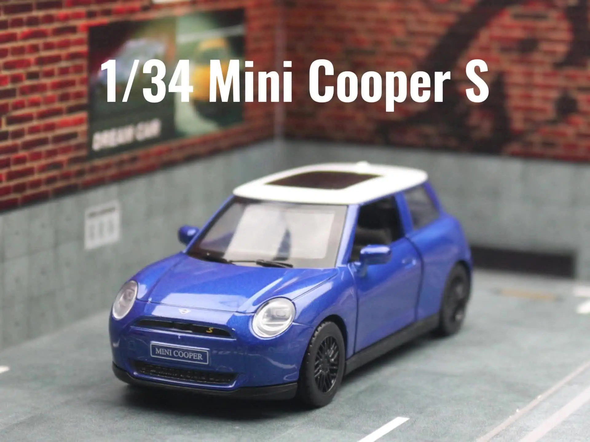 Voiture Miniature BMW Mini Cooper Bleue 1:34 - Métal Die-cast - Portes Ouvrantes - Neuve En Boîte
